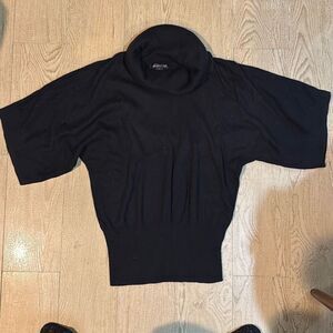 August silk black‎ mock neck sweater size large